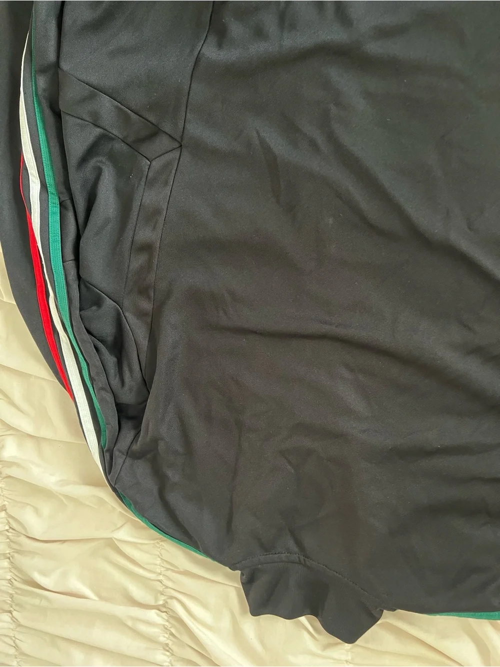 adidas Black Track Jacket with Red, Green & White Sleeve Stripes